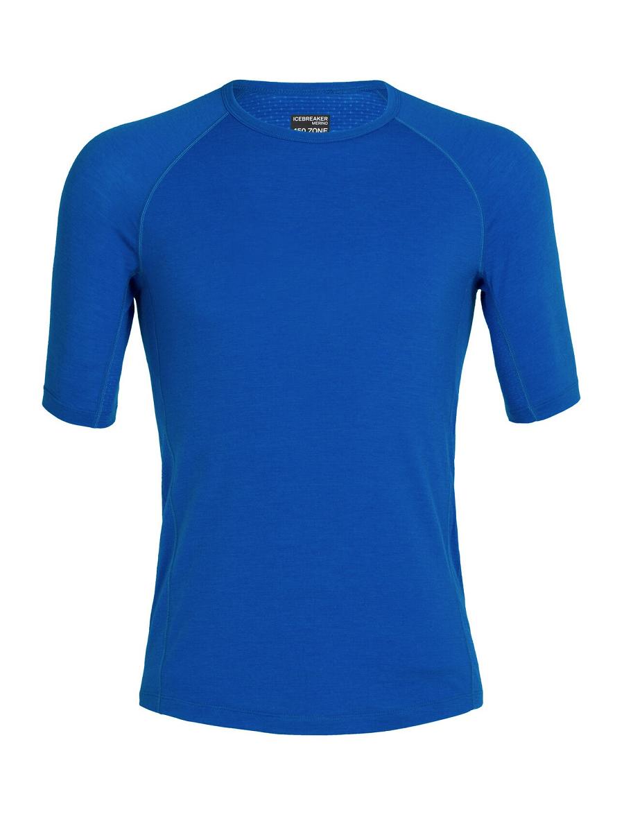 Icebreaker BodyfitZone™ Merino 150 Zone Rövid Sleeve Crewe Thermal Top Férfi Base Layers Kék | HU 1333OKIR